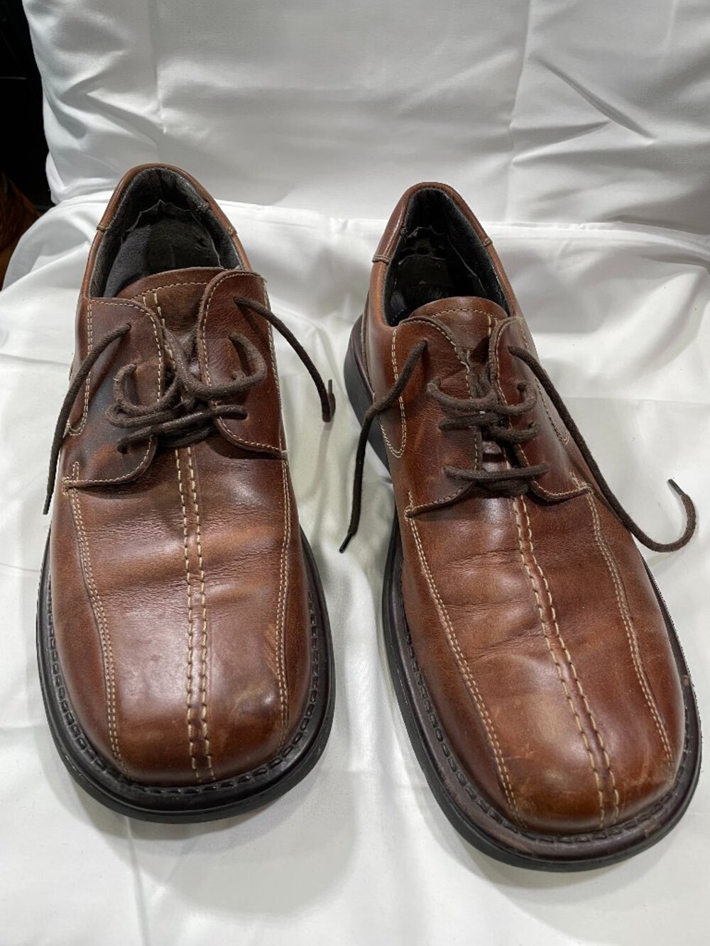 Kenneth Cole Reaction Oxford Dress Shoes Mens Size 10 Brown Leather Square Toe